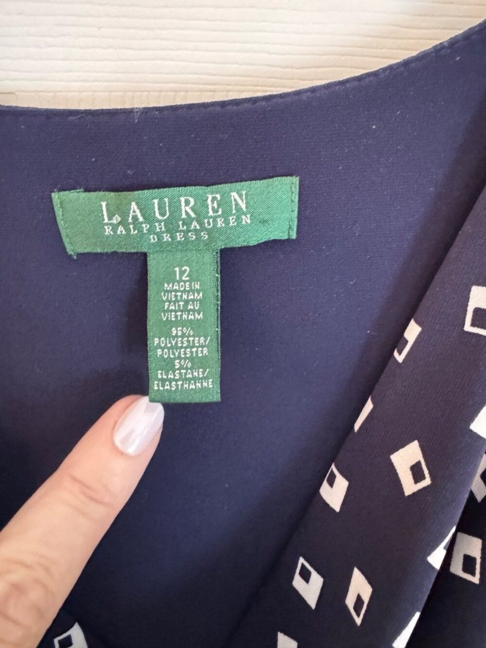 Lauren Ralph Lauren Navy Sleeveless Dress Jersey Knit Stretch Cowl Neck 12 - Picture 5 of 10